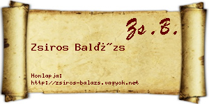 Zsiros Balázs névjegykártya